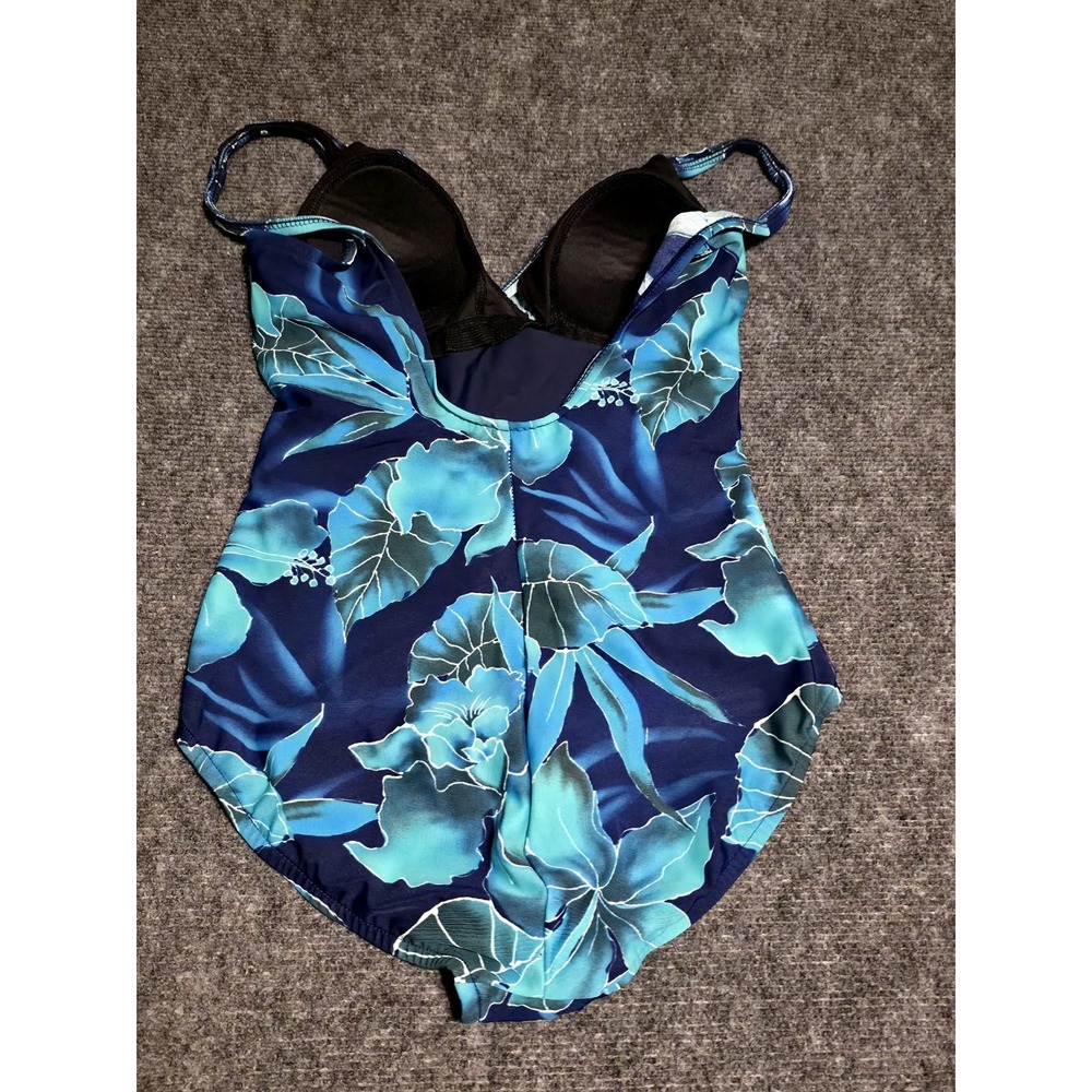 Miraclesuit Blue Hibiscus Floral One Piece Swimsuit 59288H Blue Size 10 - Picture 3 of 7